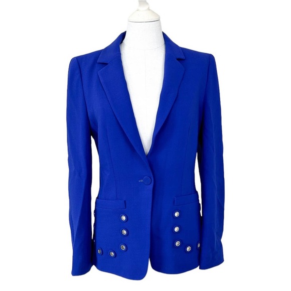 Escada Jackets & Blazers - Escada One Button Wool Blazer Royal Blue